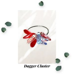 Patriotic Glass Dagger Cluster Ring - Size 7